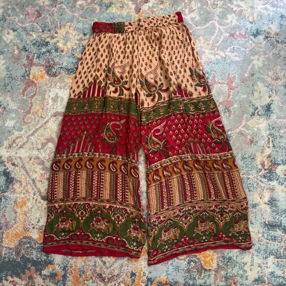 American Vintage Red and Green Patterned Wide Leg Pants - Picture 4 of 4
